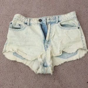 BDG denim ripped high rise shorts